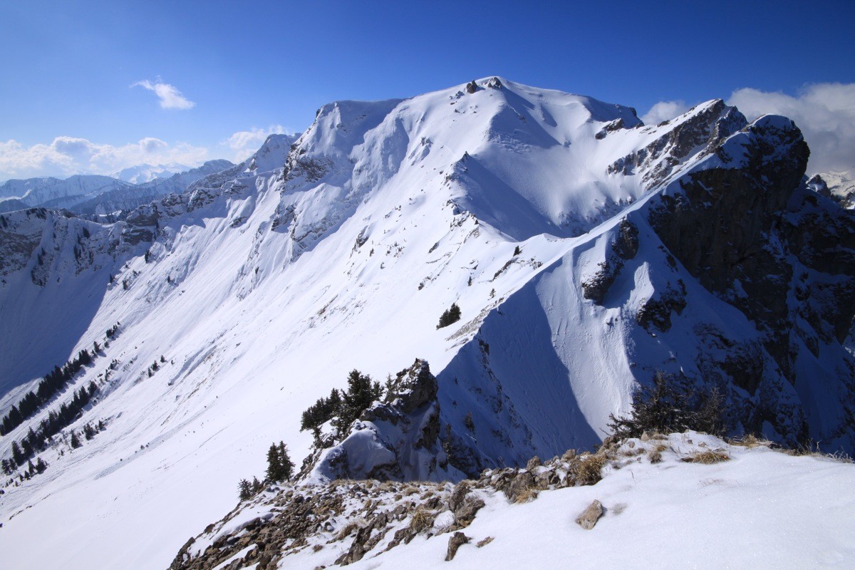 Grammont du sommet central de la Croix de la Lé, au premier plan le sommet 1993