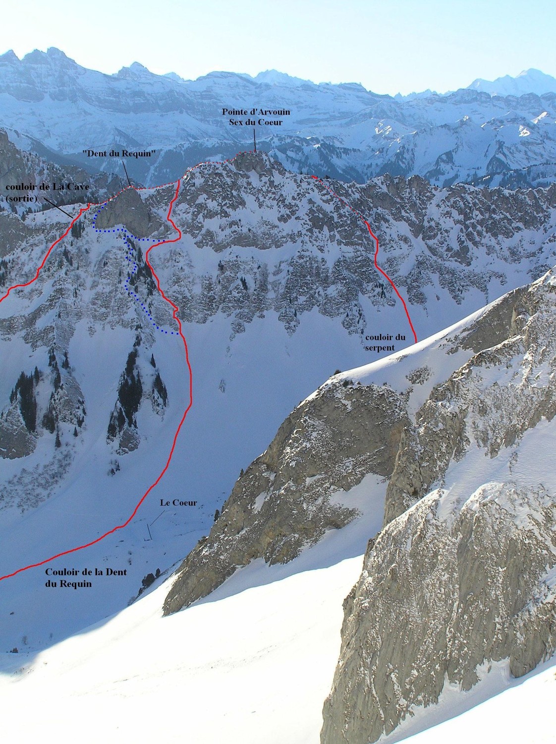 Pointe d'Arvouin, couloirs N
