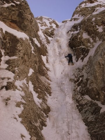 La Goulotte, seconde longueur.