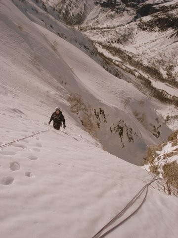 La Goulotte, pente de neige entre les deux ressauts.