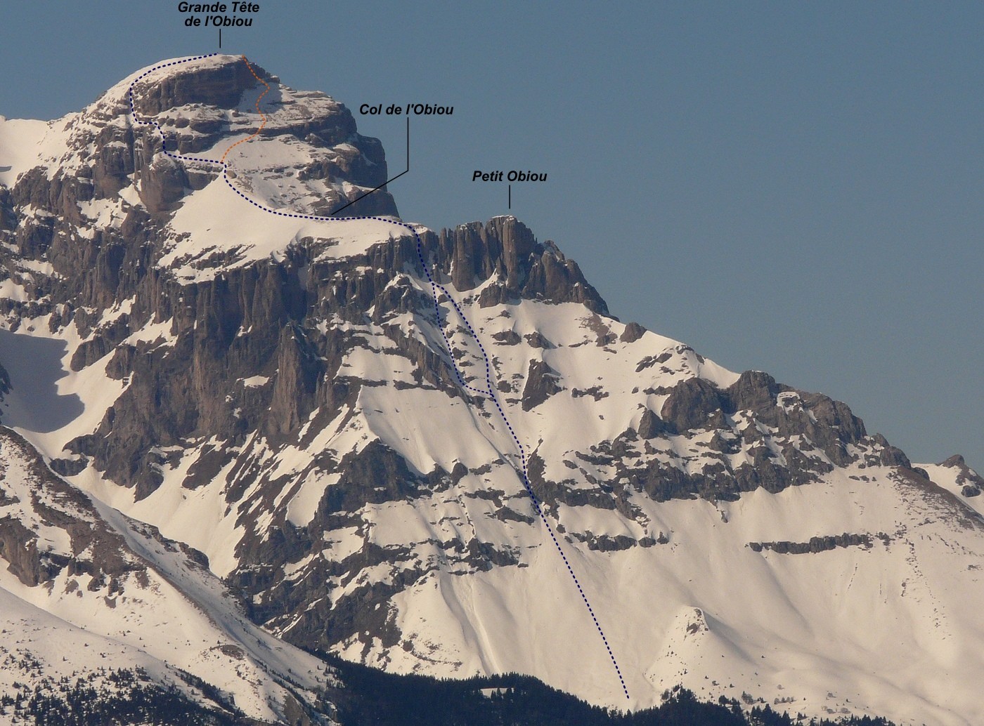 Obiou - Couloir de la cheminée du Petit Obiou (itinéraire à ski)
