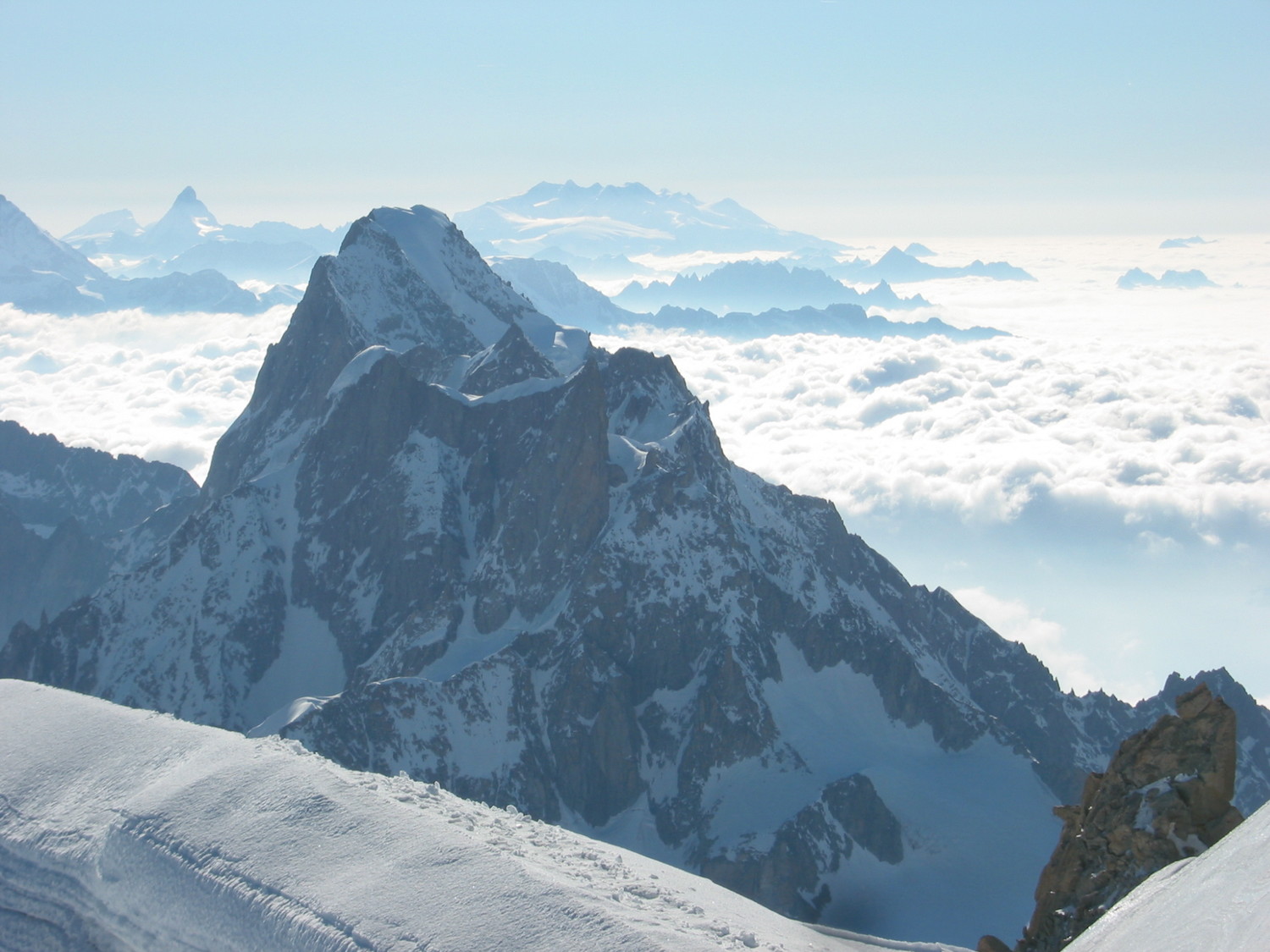Les Grandes Jorasses depuis le Mont-Blanc du Tacul