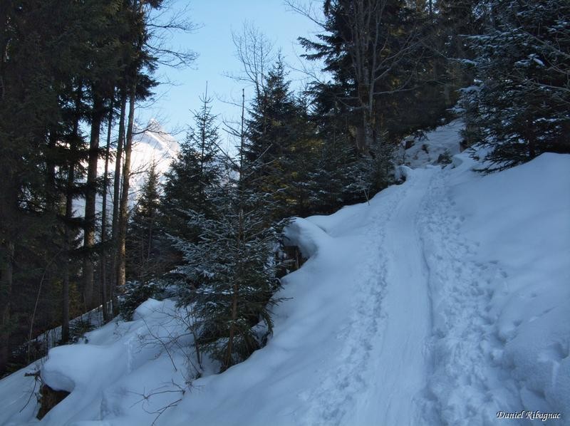 Montée par le chemin d'été verglacé