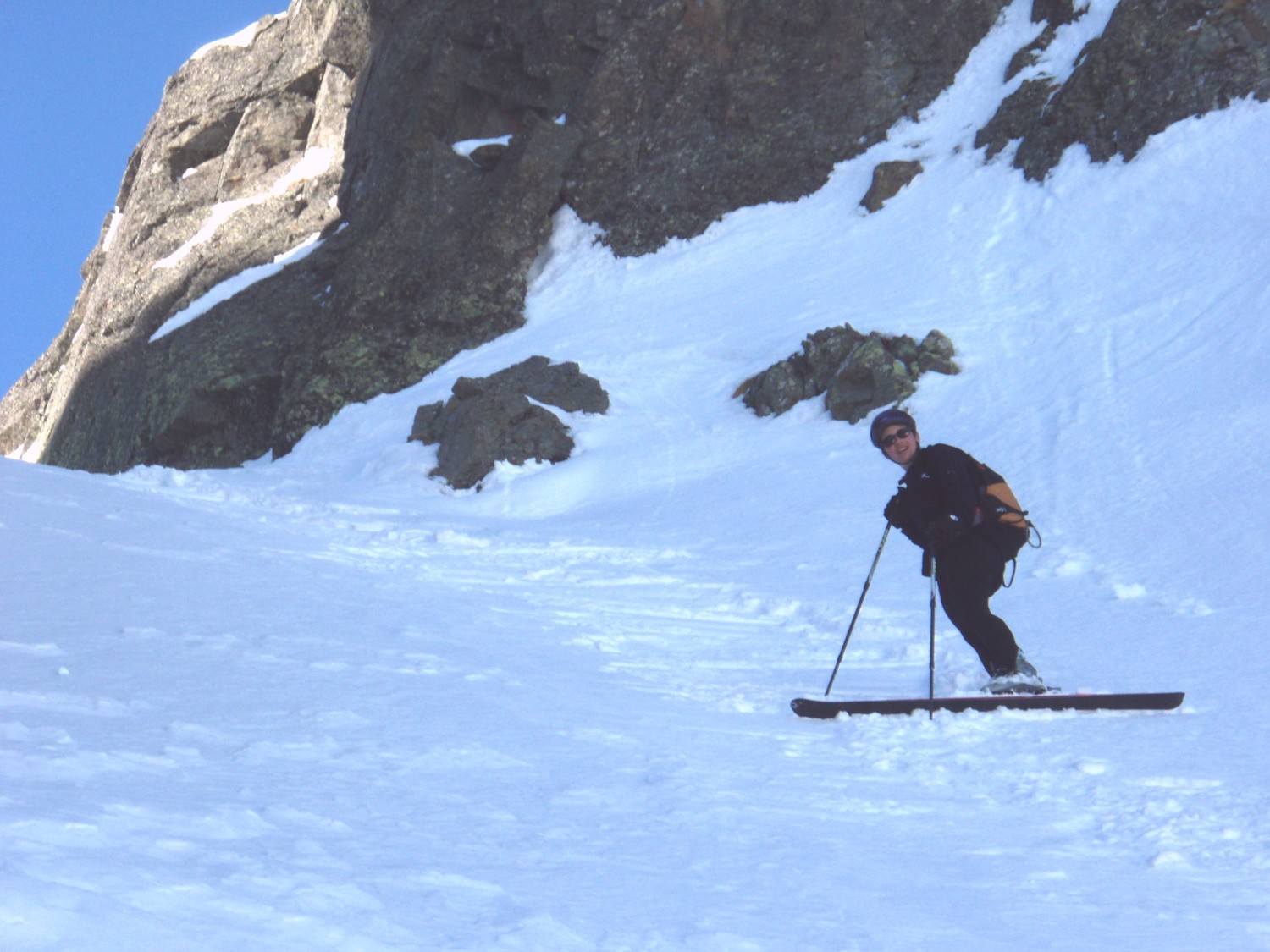 Nath dans le haut du couloir E de la Dent de Fenestral