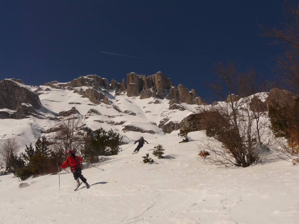Transformed snow in the lower slopes