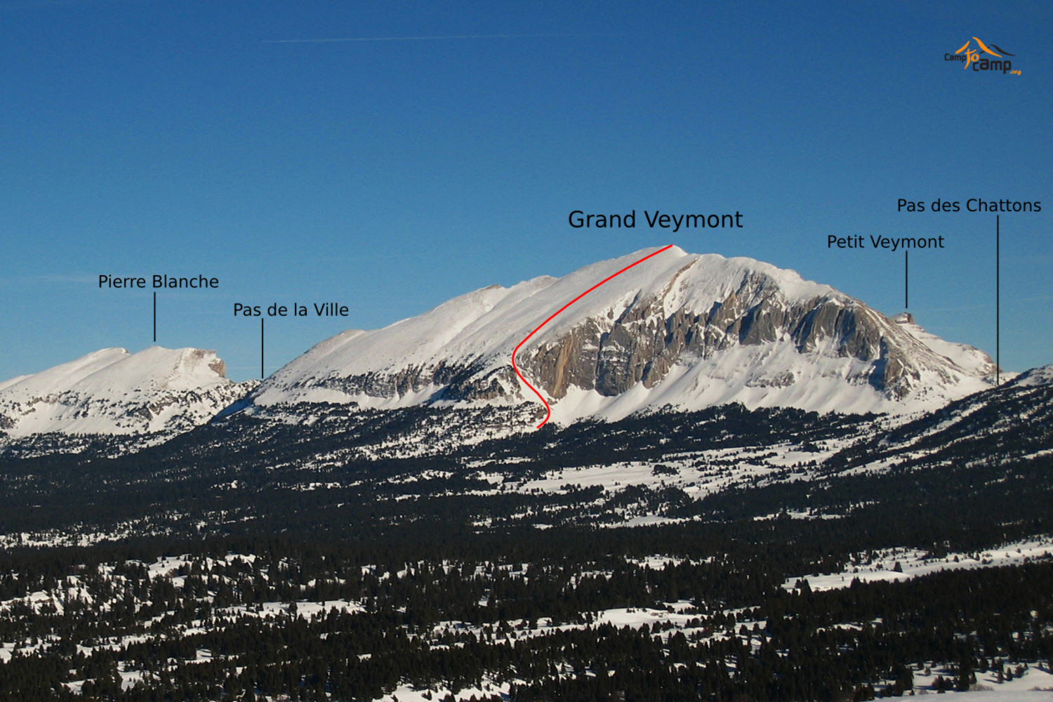 Itinéraire Face W du Grand Veymont
