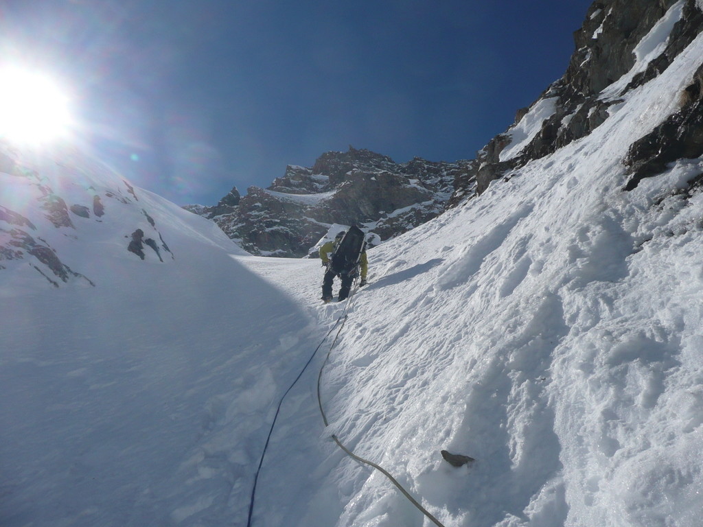 Rosée Cervicale, pente de neige au dessus du premier ressaut