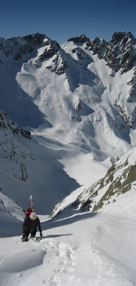 A la sortie du couloir NW de la Cime de l'Agnel.