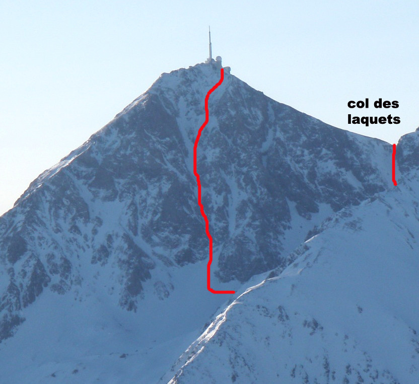 Pic du Midi de Bigorre : Couloir W (tracé)