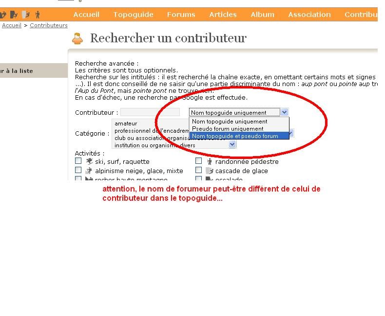 Distinguer forumeur de contributeur topoguide