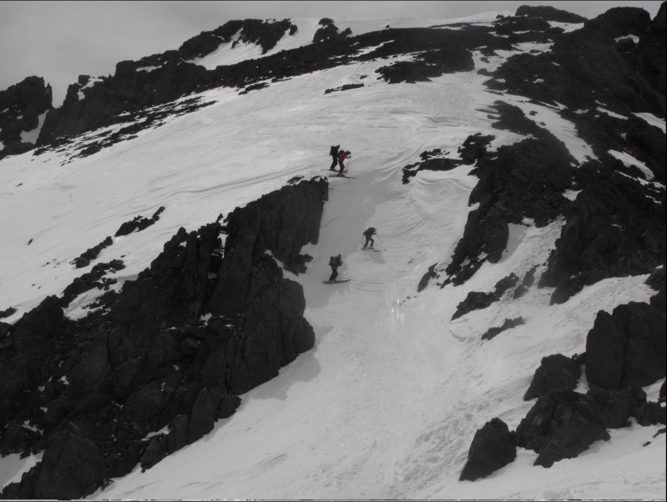 Descente dans la combe Nord
