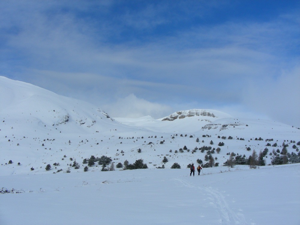 Vue sur la montée au Merlant et au Chauvet depuis le Col du Festre