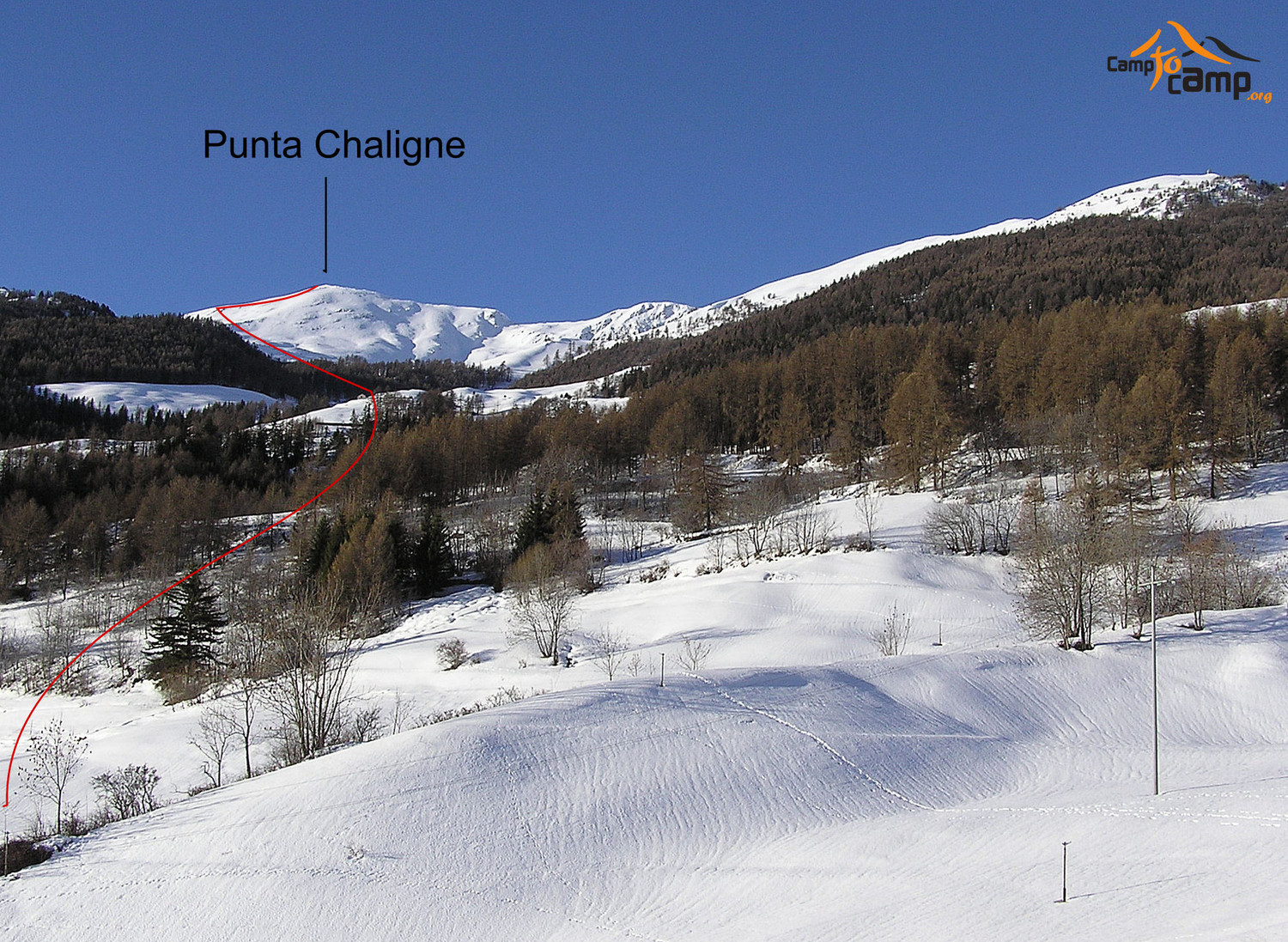 Punta Chaligne depuis Buthier (Val d'Aoste)