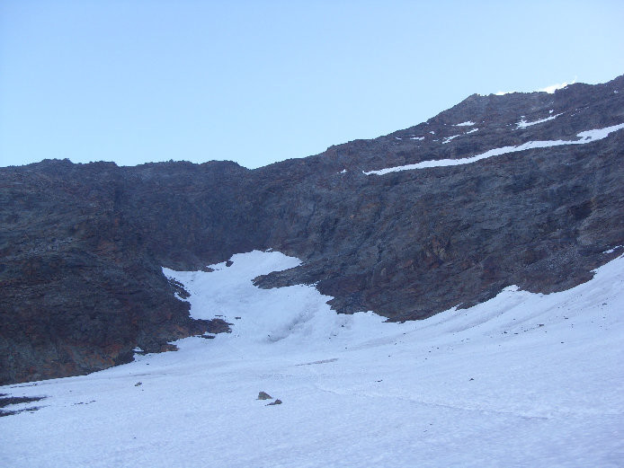 Court passage sans danger sur le glacier