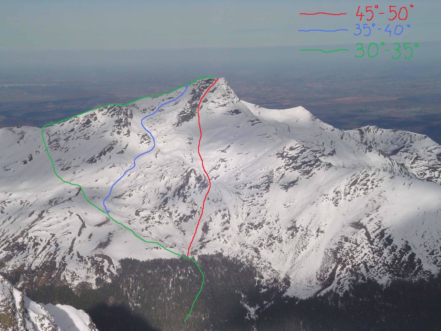 itinéraires en face sud du Montaigu