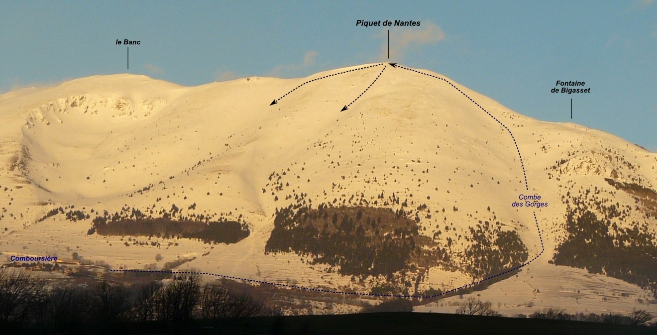 Piquet de Nantes - Versant W (itinéraire à ski)