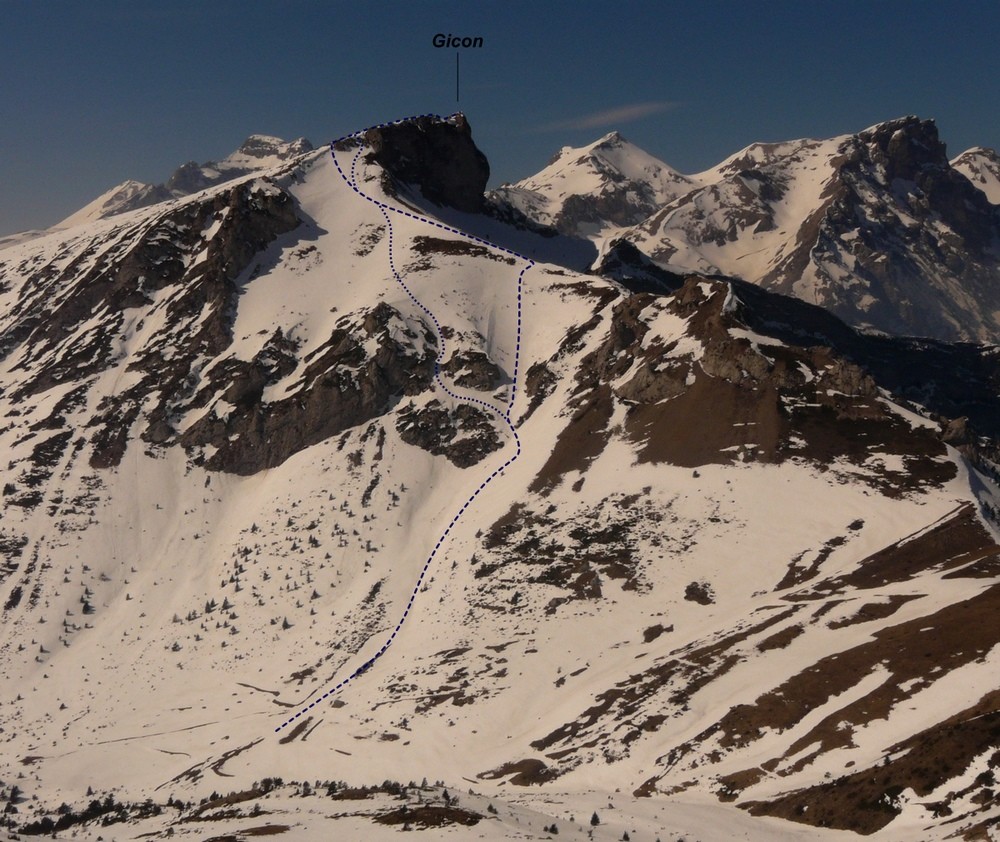 le Gicon - couloir E (itinéraire à ski)