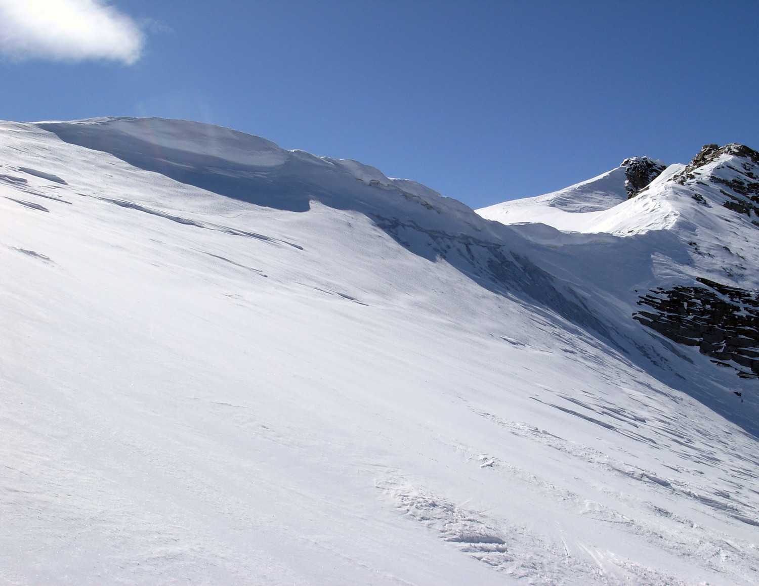 Ghiaccio e cornici al colle del Breithorn
