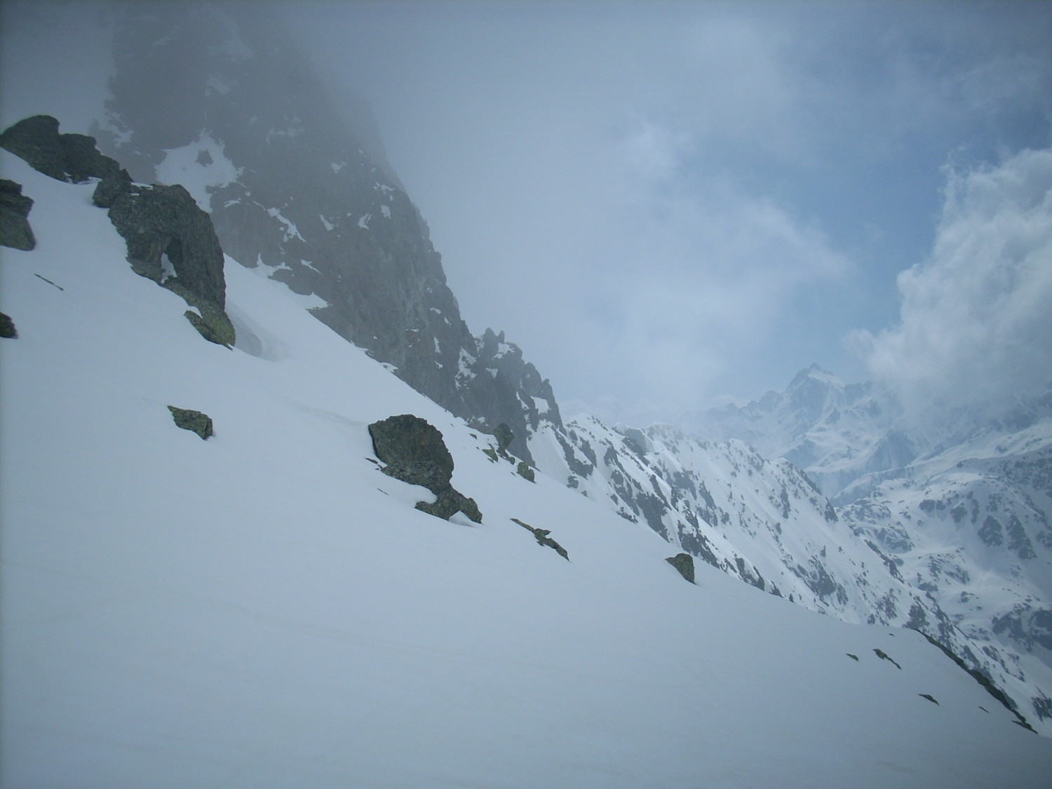 enfilade du Nord vers le Sud, vue sous le col de l'Aigleton