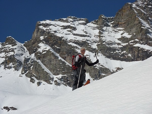 Salendo al Pizzo Barone. Passaggio nel tratto chiave dopo Corte di Fondo