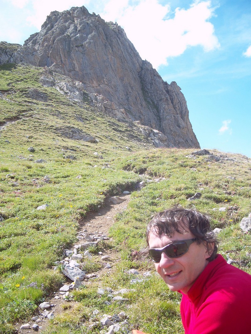 JM au pied de l'arête après la traversée