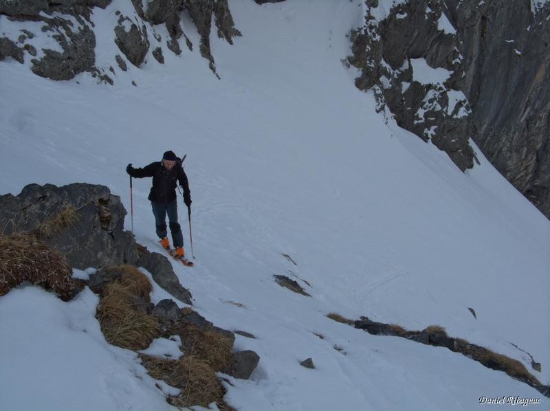 Vers 2100m, un passage clef avant la cabane