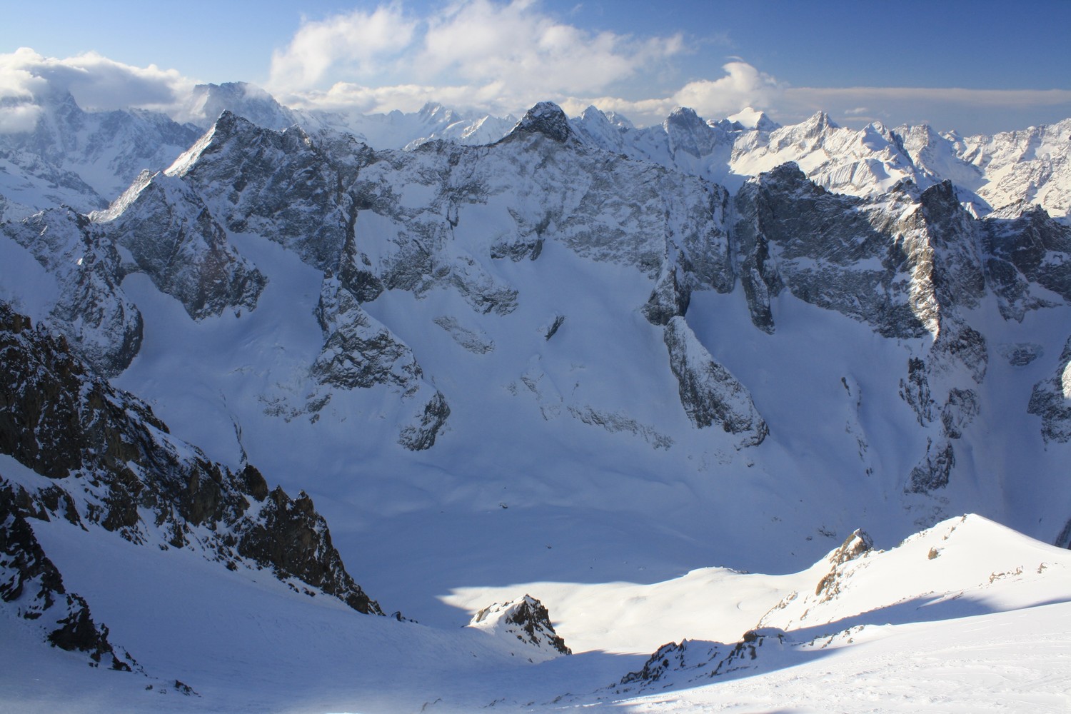 Arêtes du Soreiller, Plaret et Tête de la Gandolière, vus du Dôme de la Lauze