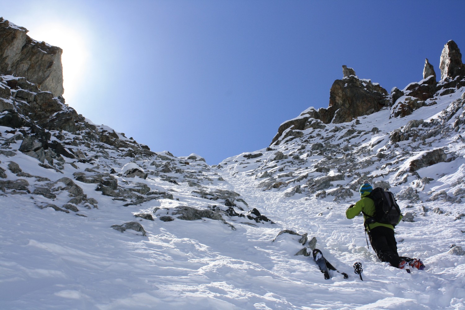 Début de la descente - La zone mixte sous le Col de Burlan