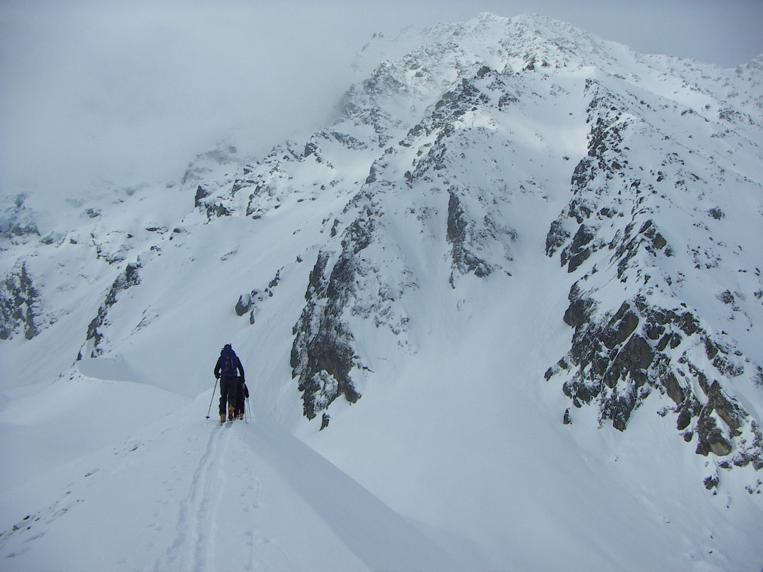 sur la morraine pour accéder au couloir