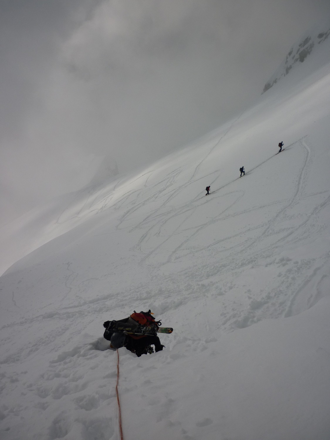 Passage de la rimaye du glacier du Dolent
