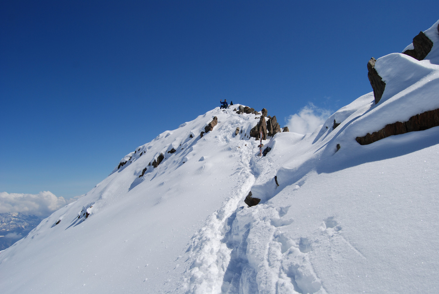 L'ultimo breve tratto fatto a piedi al Tossenhorn 3225 m.