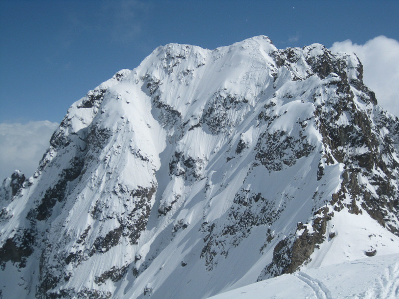 les traces de Bubu sur le versant NW du Pic (vu depuis l'épaule)