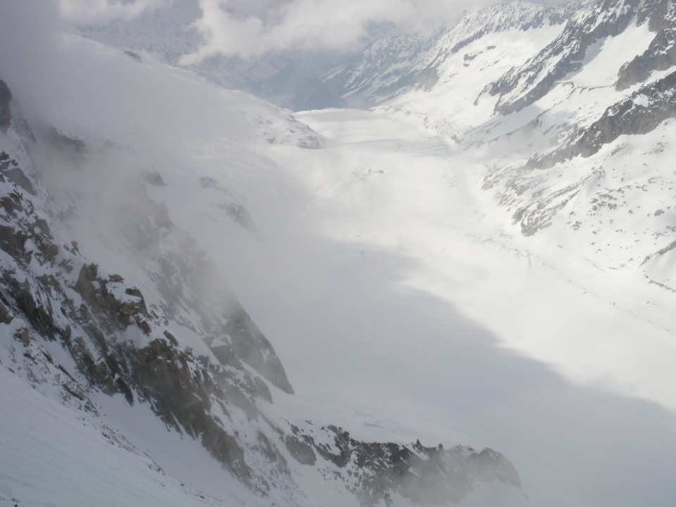 La vue sur le glacier d'Argentière avant le brouillard