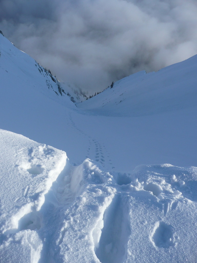 Cheval Blanc, couloir Nord vu du haut.