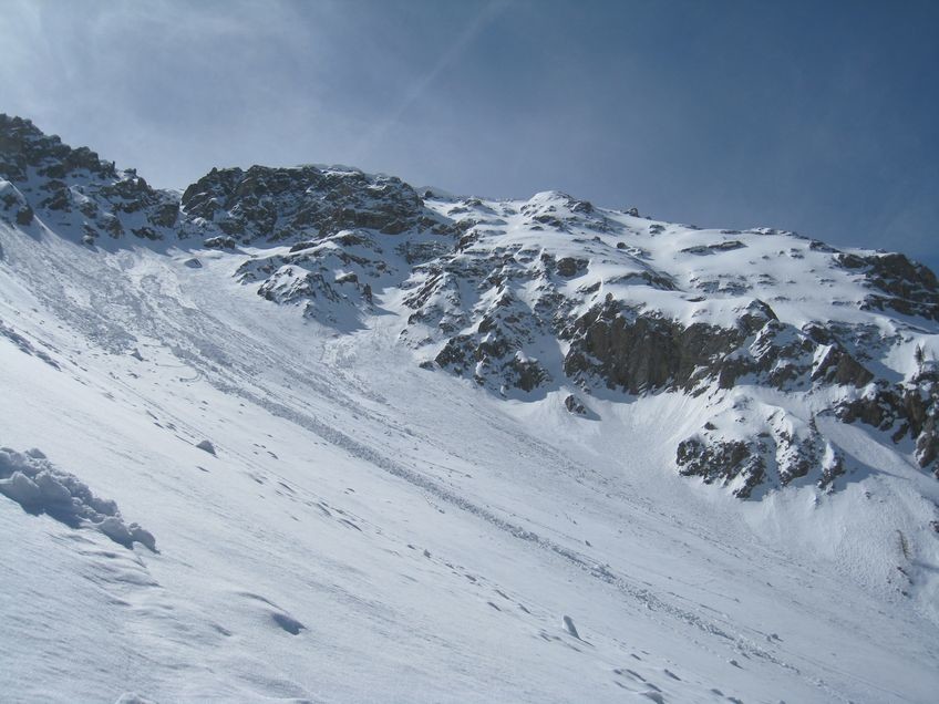 Dans le haut de la face N de la Pointe de Pécé