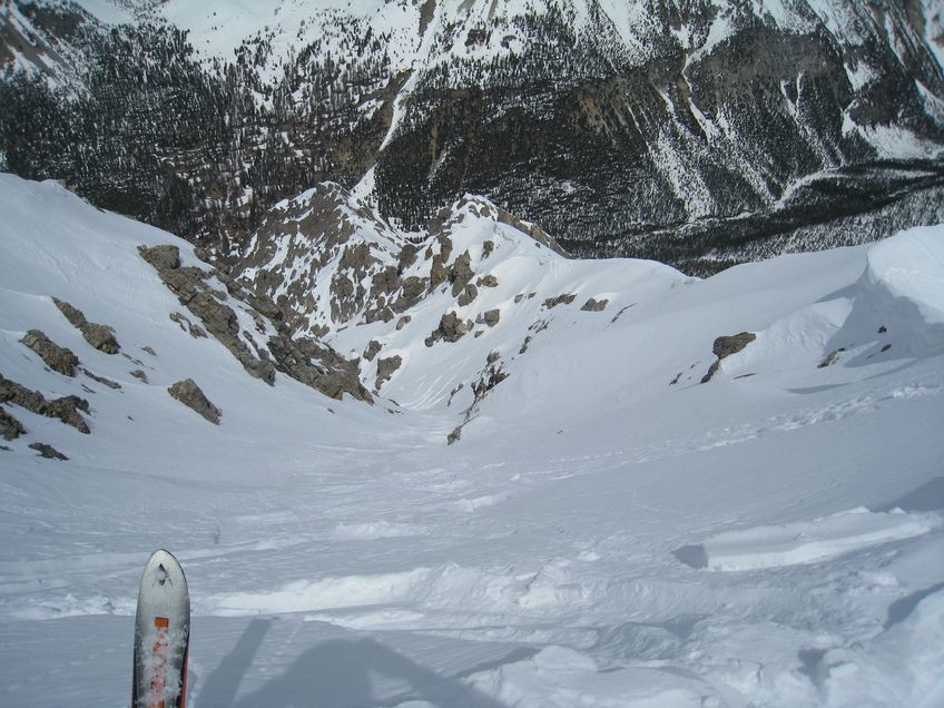 Au départ du couloir dans la face N de la Pointe de Pécé