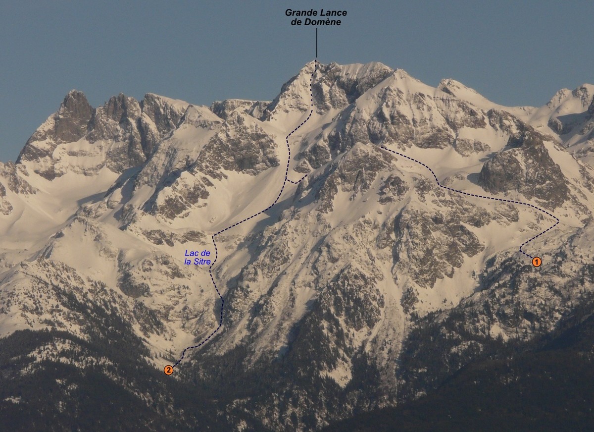 Grande Lance de Domène - Face NW (itinéraire à ski)