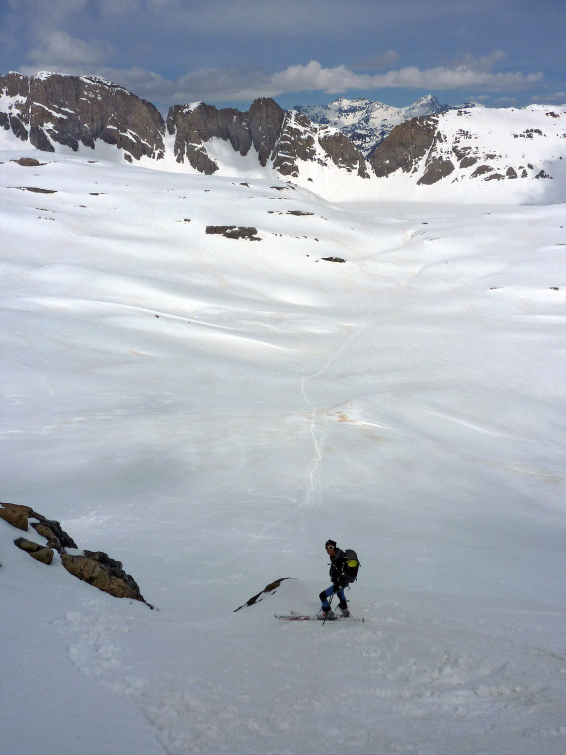 Ice dans la face nord du Mont Perdu, juste au-dessus du goulet d'attaque