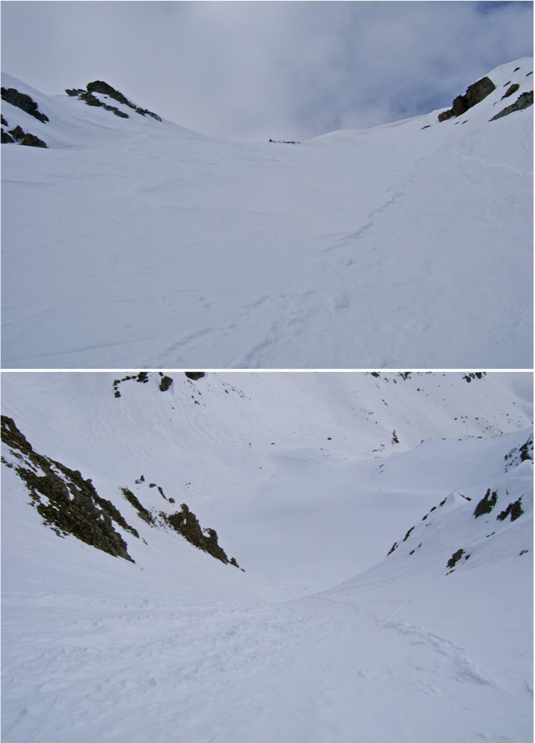 Couloir que j'ais pris pour aboutir dans la combe coté Gialorgue.