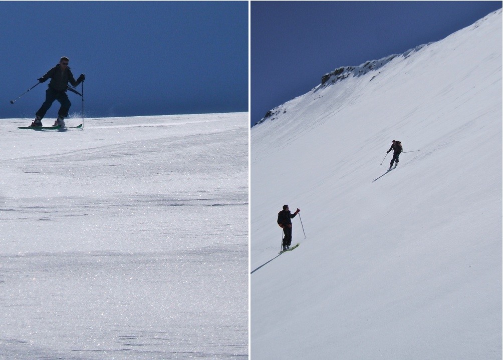 Descente du Collet dans les pentes N. du Mounier que l'on voit au fond.