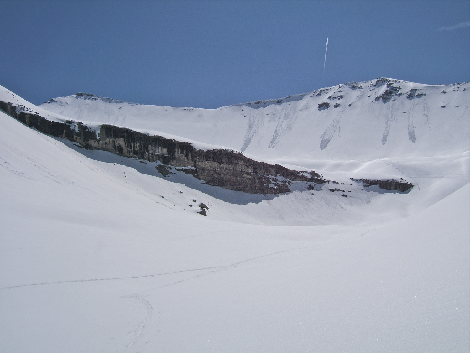 Crête du Mounier et nos traces.