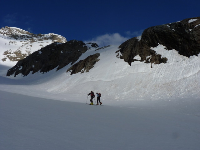 Jonction du glacier du Chardon et des Rouies : prendre la dernière enfilade