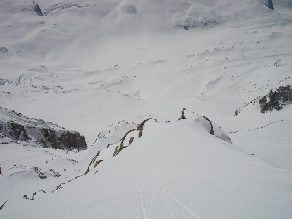 Lors de la traversée pour rejoindre les pentes du col des Droites