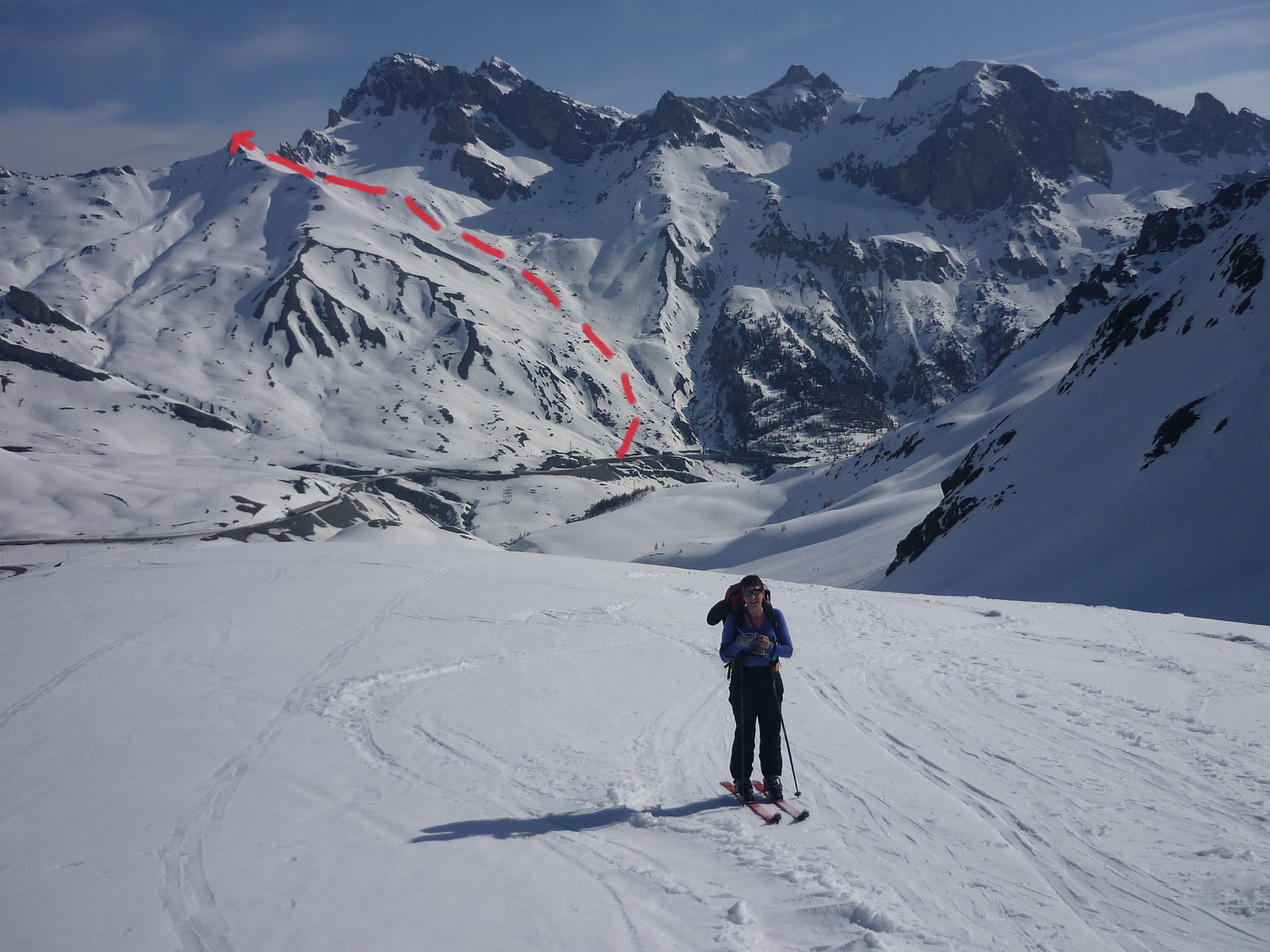 Tête noire : vue générale de l'itinéraire depuis la montée au col de Laurichard