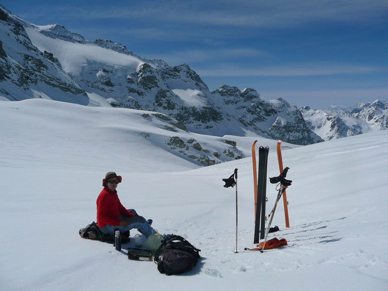 Petite pause sous la Punta de Sabbione (et face au Mont Rose)
