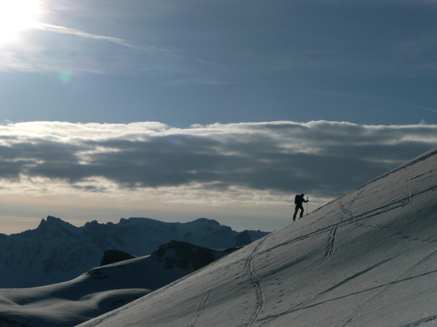 Agnès dans la montée du glacier de Troquairou