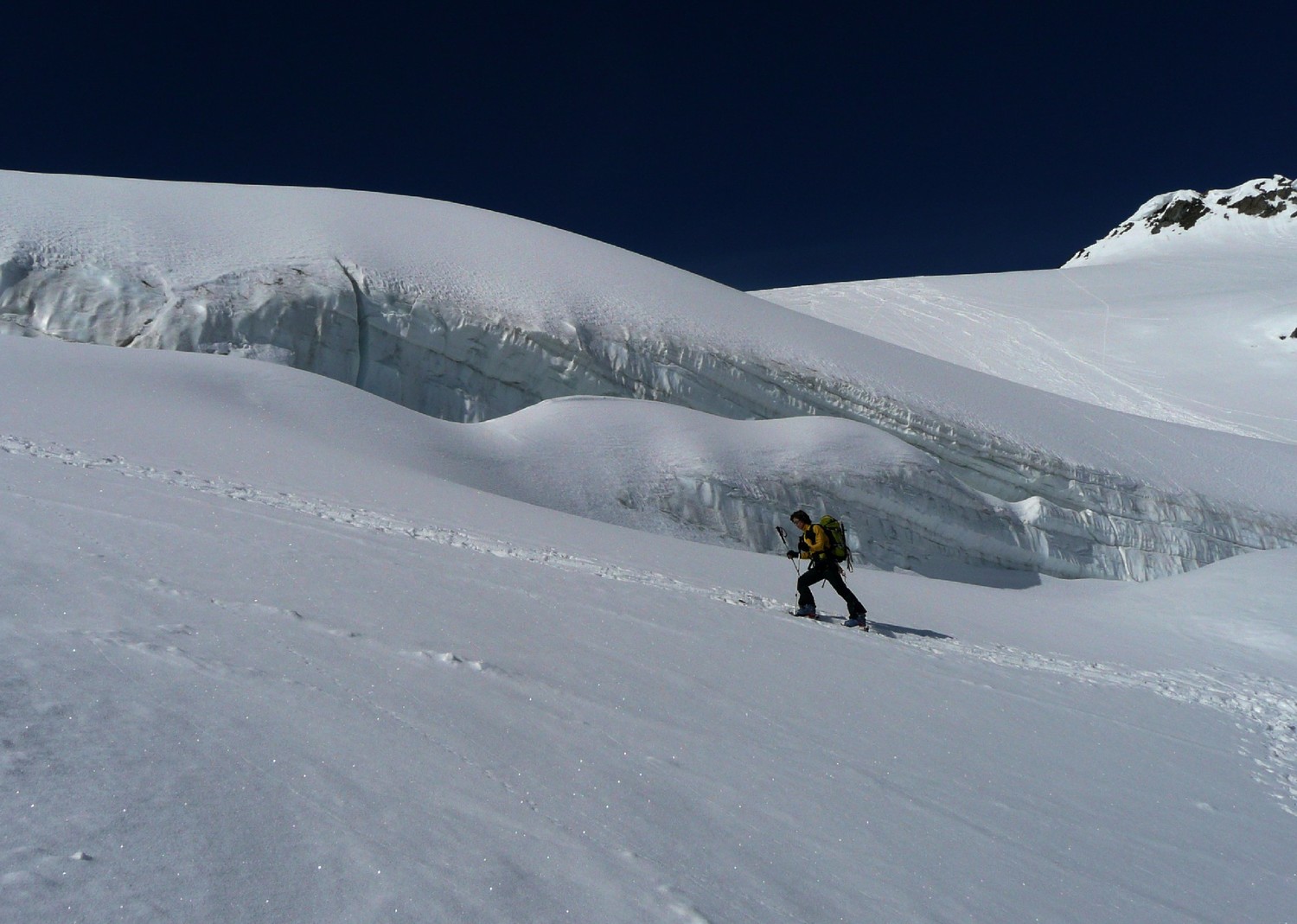 Agnès dans la montée du Glacier de Troquairou