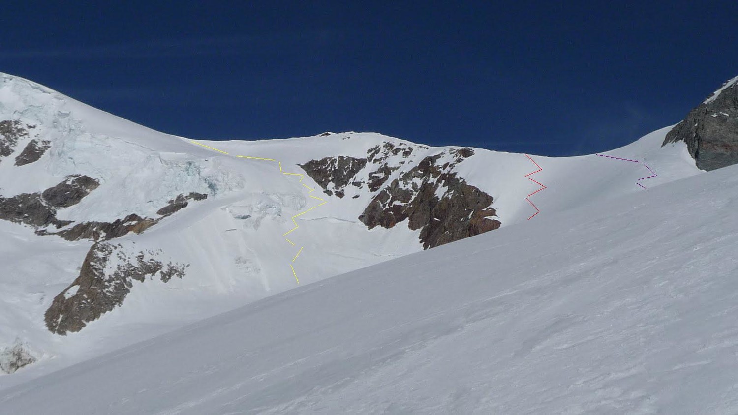 linee di discesa, da dx: normale, ripida, molto ripida!