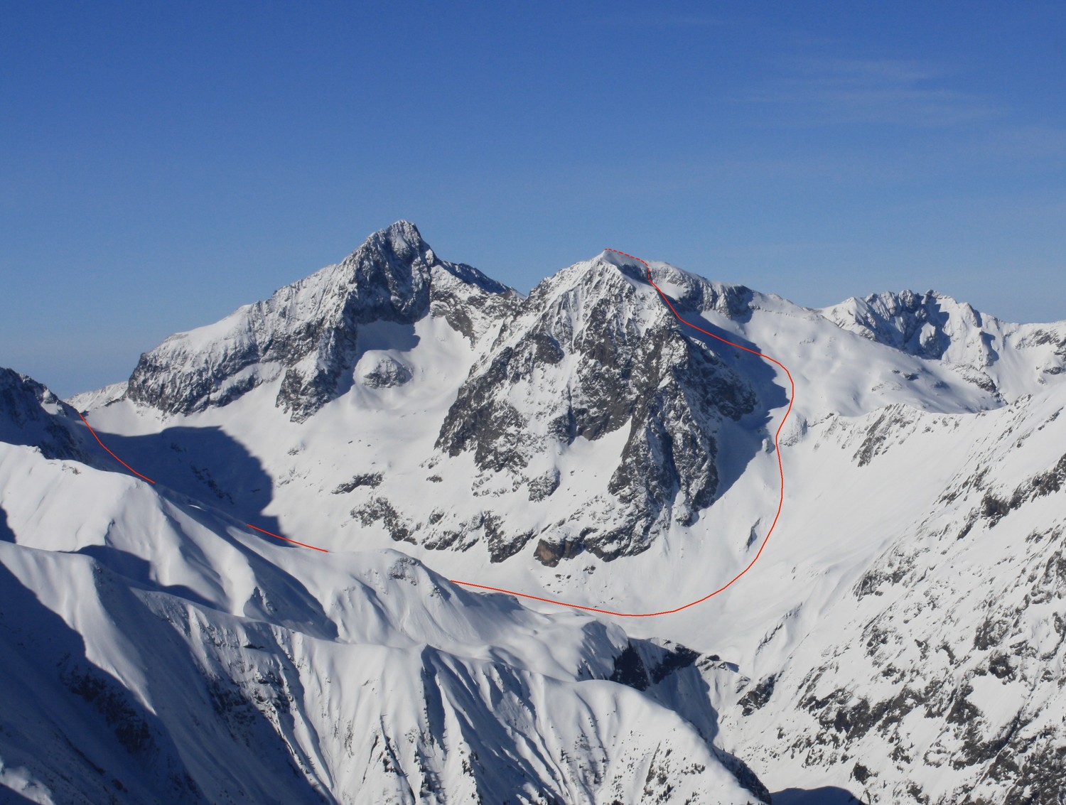 Le parcours du jour, en aller-retour (photo du 31/03/09)