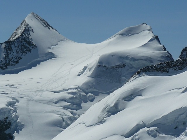 Zupò sulla sx e Argient sulla dx dalla cima del Morteratsch